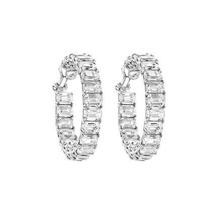 Hoop Earrings - Rhodium silver
