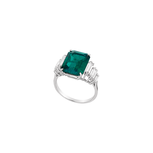 Bague En Argent 925 Rhodié - Taille 58, Sertie De Topaze Et Émeraude Cz - Neuf Avec étiquettes