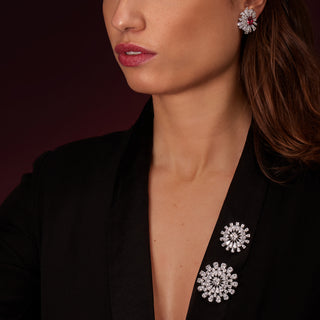 Large Model Opera Brooch - Rhodium Silver