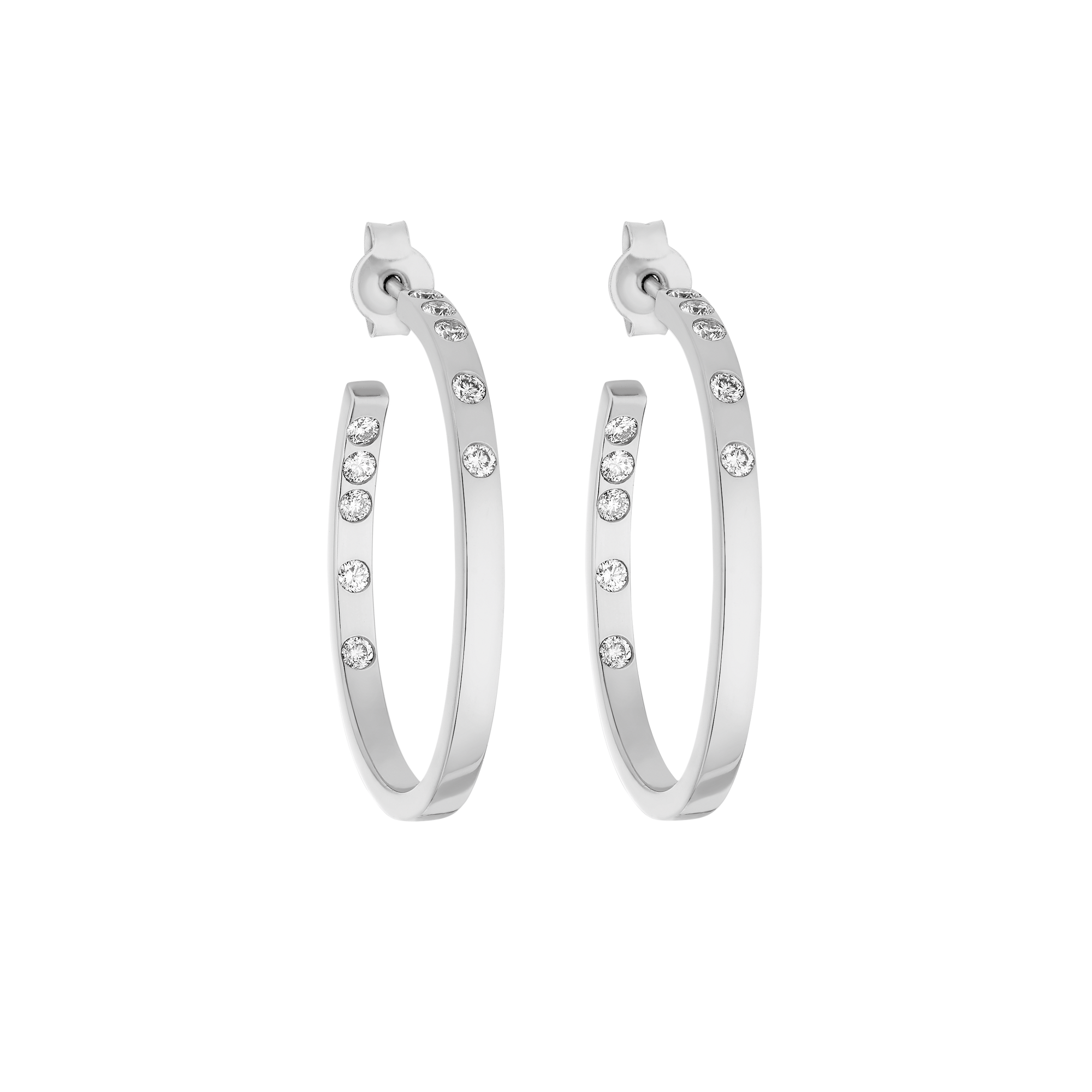 Hoop Earrings - Lab-grown diamonds - White Gold