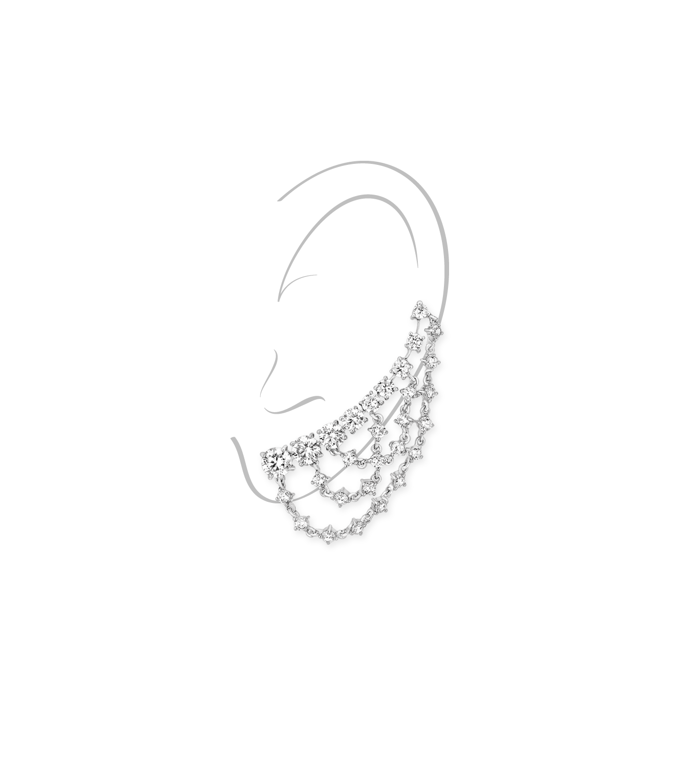 Ear cuff - Rhodium  Silver